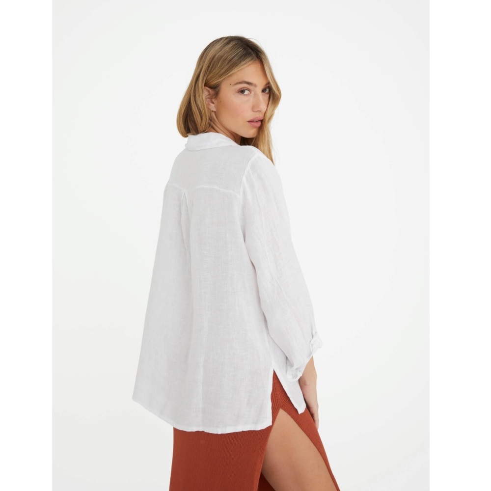 Chic Linen White Button Down Shirt - image 2
